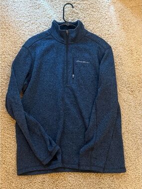 Eddie Bauer Men’s L Fleece Quarter Zip Pullover Blue Jacket Casual Outdoor